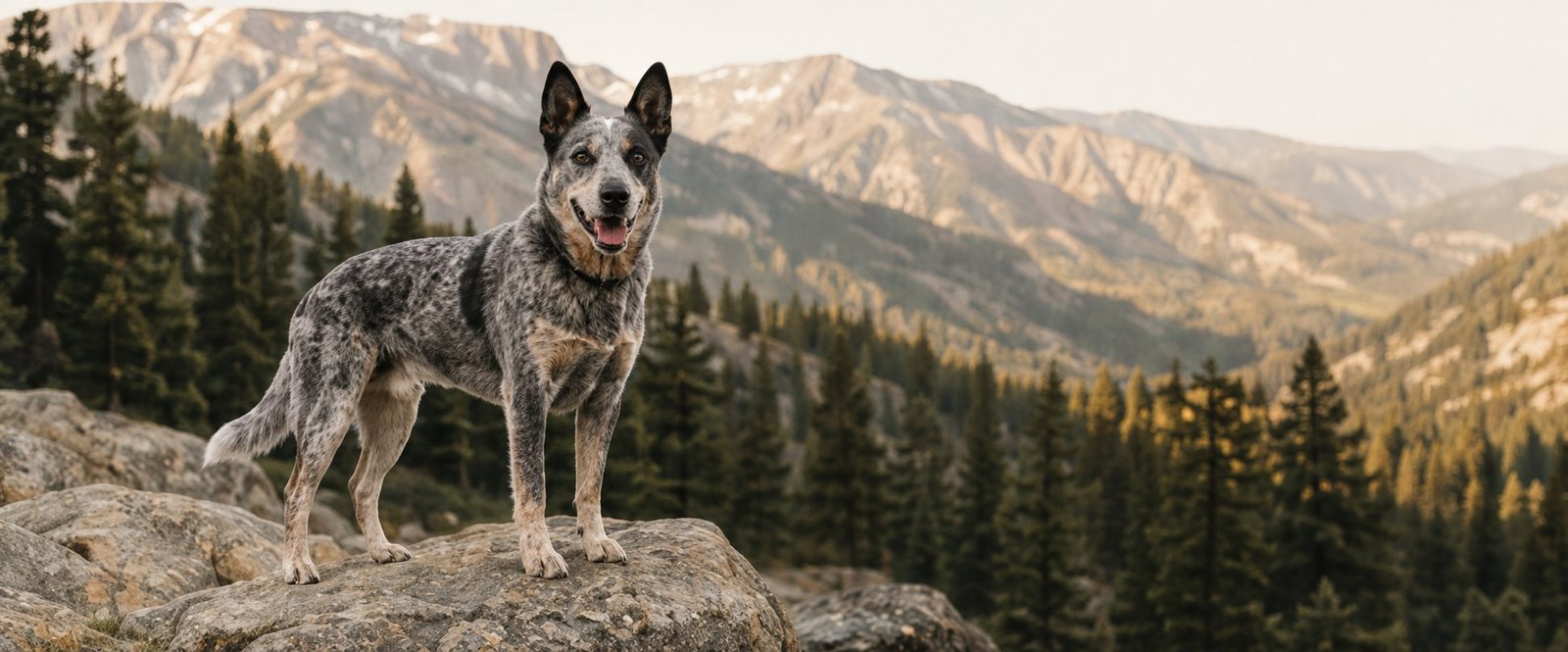 Dog standing in a golden-hour Idaho pasture